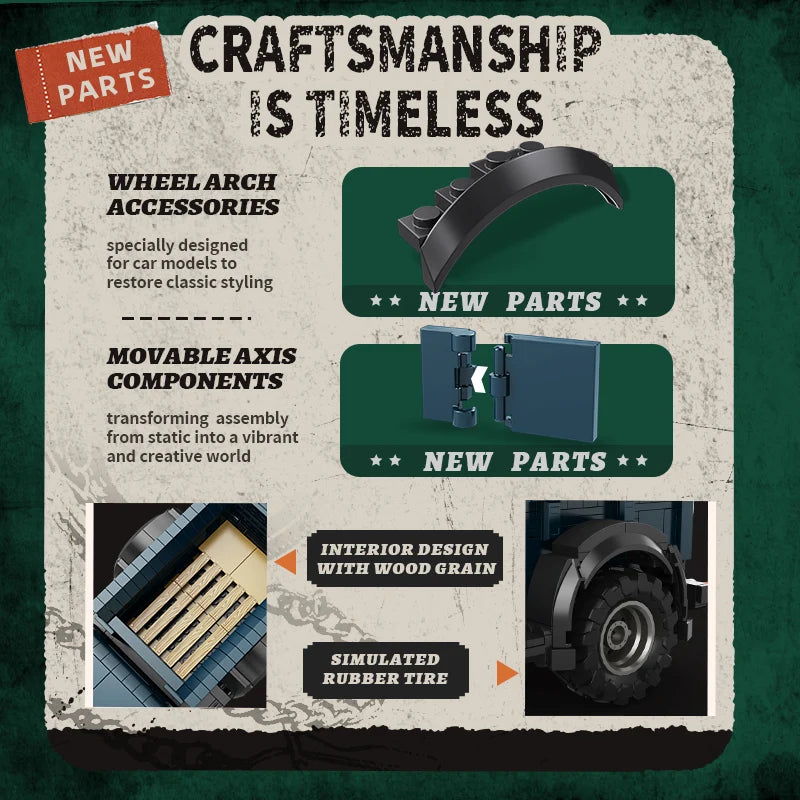 Retro Pickup Truck 1188PCS