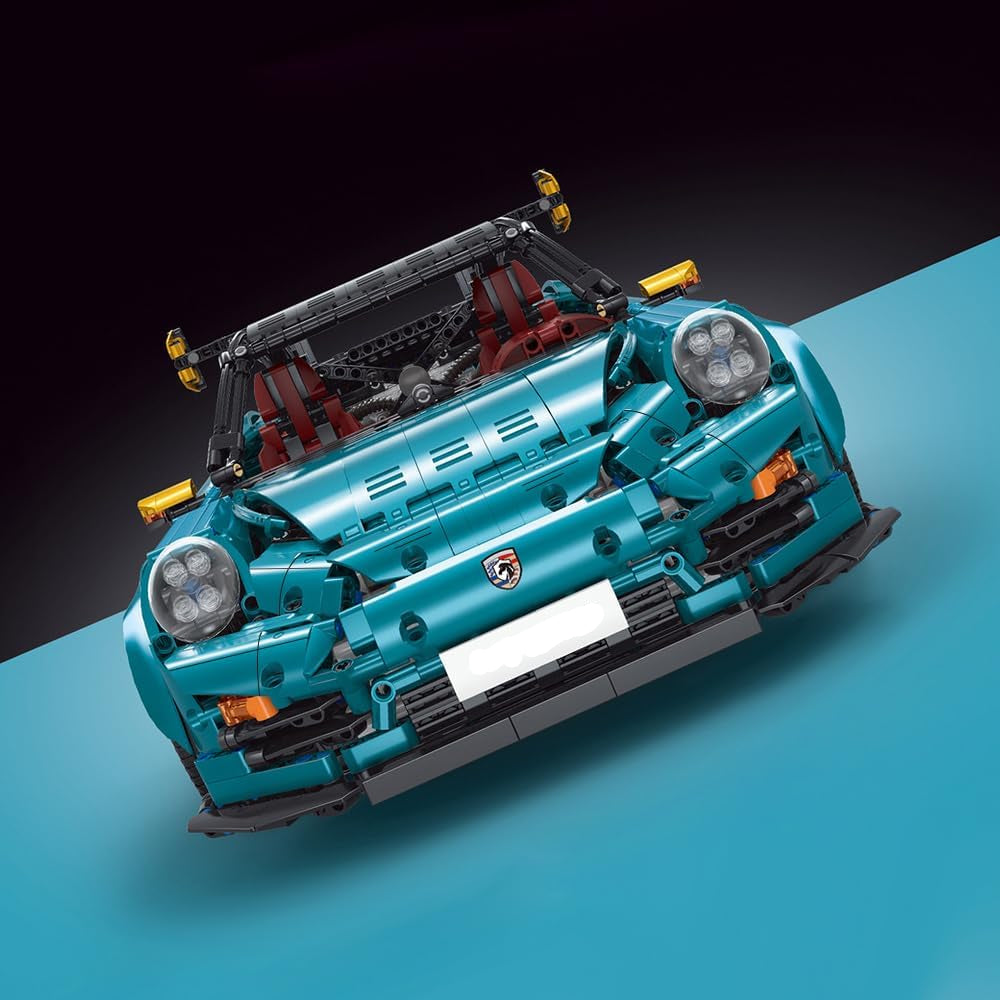 Toy car model on a blue and black gradient background