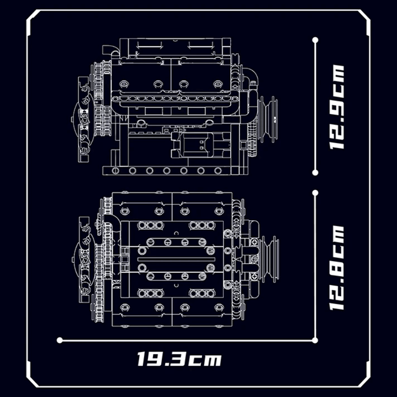 Motorised V8 Engine 534PCS