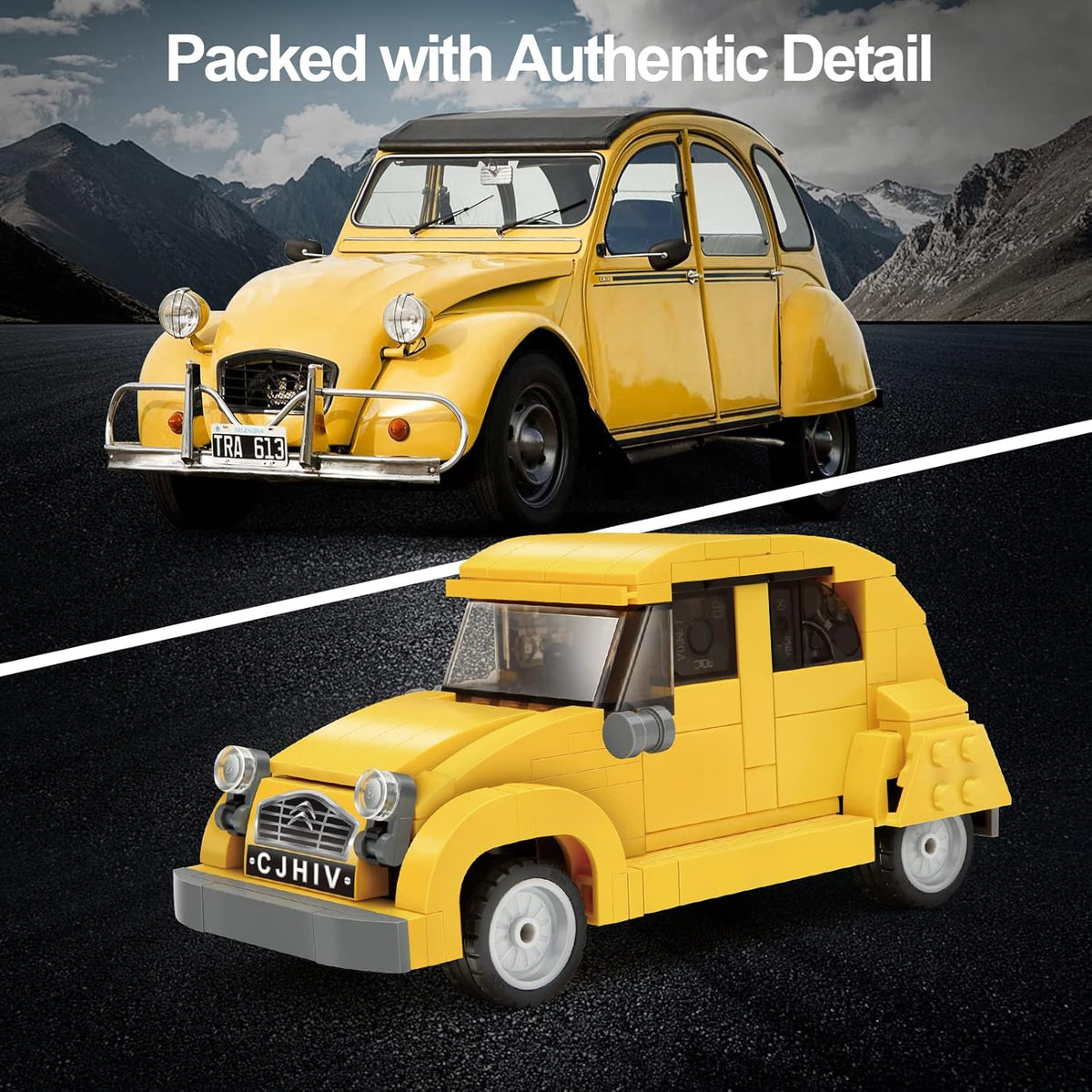 Minibricks Yellow 2CV Racing Car 298PCS