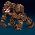 Brown mechanical gorilla figure on a dark blue background