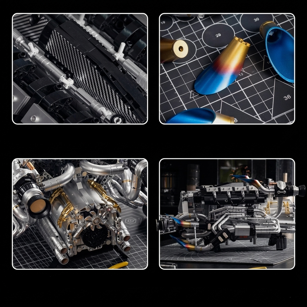 Blue V8 Engine 2774PCS