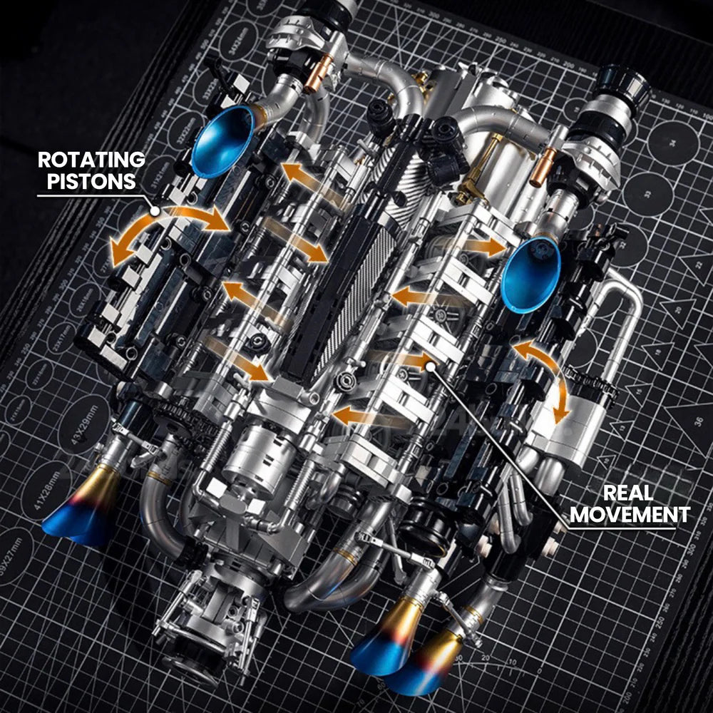 Blue V8 Engine 2774PCS
