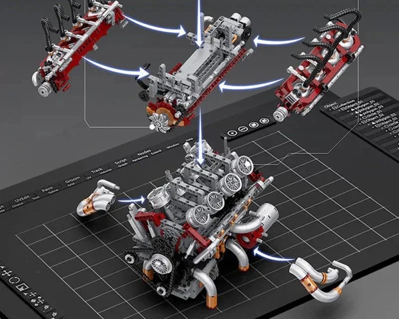 V8 Muscle Engine Supercharged 2346PCS – GoBuildit