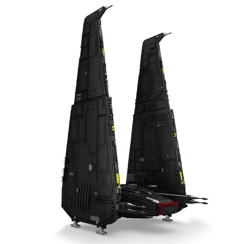 Black spaceship model on a white background