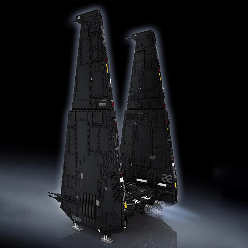 Black spaceship model on a white background