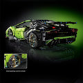 Toy car model with green and black color scheme on a dark background